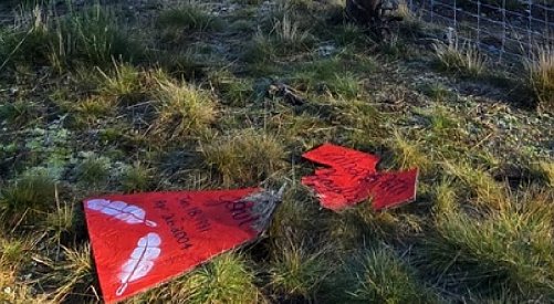 Intentional damage done to Red Dresses for MMIW along BC highway 